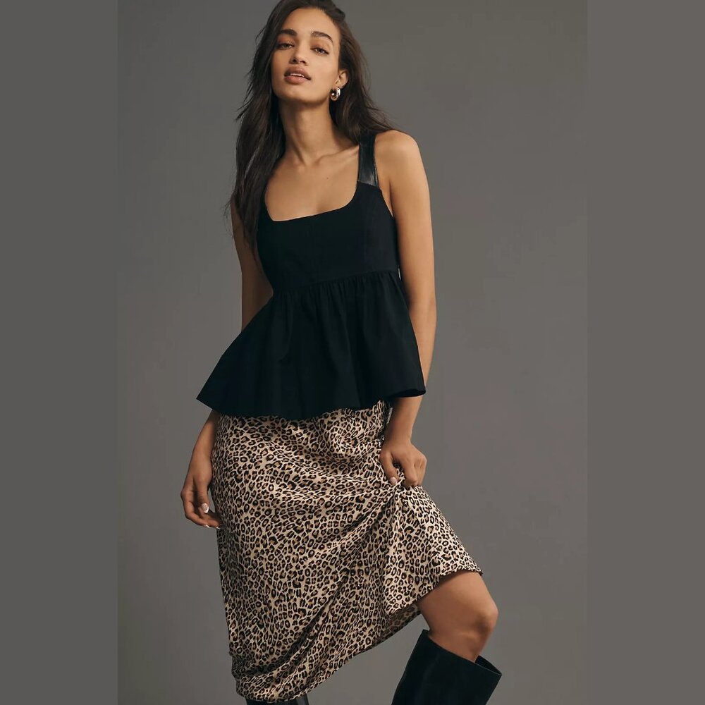 NEW Size XL Buckle Racer Back Babydoll Halter Top - Black by Anthropologie